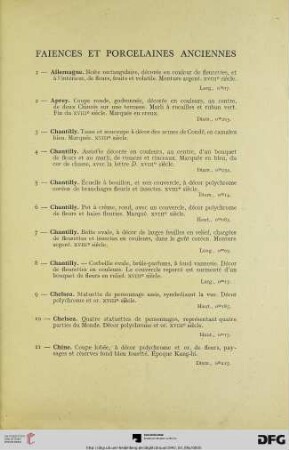 Faiences et Porcelaines anciennes (Nr. 1-54)