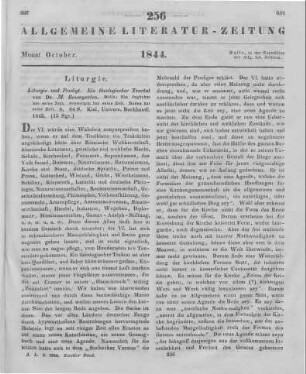 Baumgarten, M.: Liturgie und Predigt. Ein theologischer Tractat. Kiel: Universitätsbuchhandlung 1843