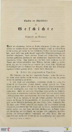 Quellen und Schriftsteller zur Geschichte der Bischöfe zu Speyer