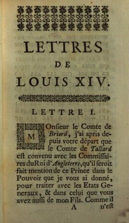Lettres de Louis XIV. au Comte de Briord