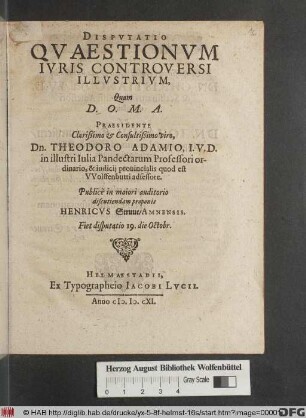 Disputatio Quaestionum Iuris Controversi Illustrium