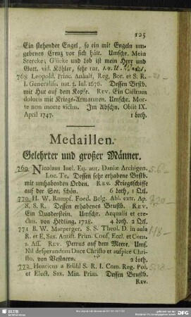 Medaillen. Gelehrter und großer Männer