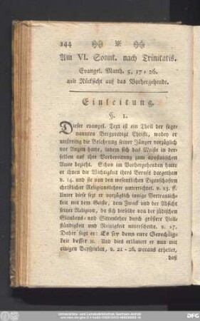 Am VI. Sonntag nach Trinitatis. Evangel. Matth. 5, 17 - 26. mit Rücksicht auf das Vorhergehende.