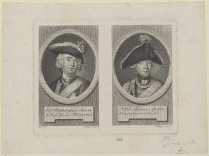 Bildnis von Kurt Christoph, Graf von Schwerin und Bildnis von Fr. Wilh. Freyherr v. Seydlitz auf einer Platte