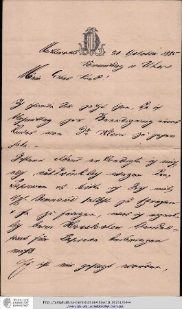 Brief vom 21.10.1885