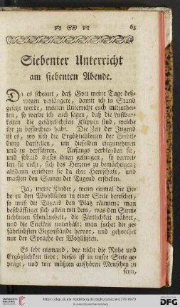 Siebenter Unterricht am siebenten Abende