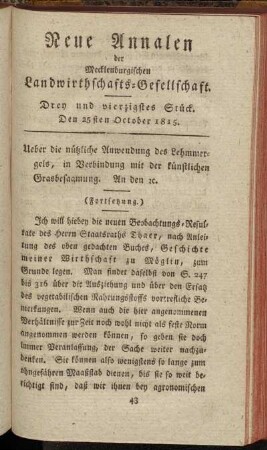 Drey und vierzigstes Stück. Den 25sten October 1815.