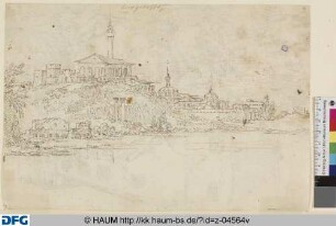 Südliche Flußlandschaft mit einer Stadt