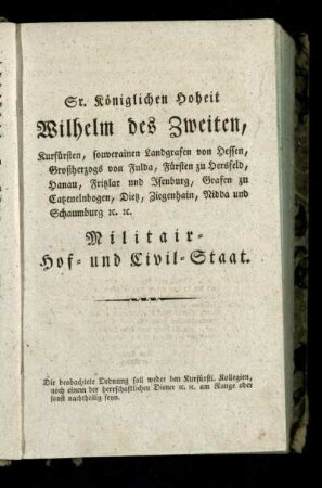 Militair- Hof- und Civil-Staat