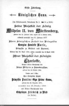 Königshaus Württemberg