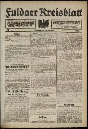 Ausgabe vom Dienstag, den 12. Januar 1915.