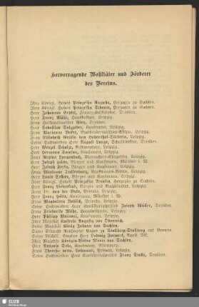 Hervorragende Wohltäter und Förderer des Vereins