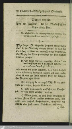 Viertes Kapitel. Von den Personen, die der Oberlausitzischen Lehen fähig sind