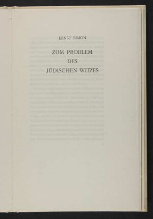 Zum Problem des jüdischen Witzes