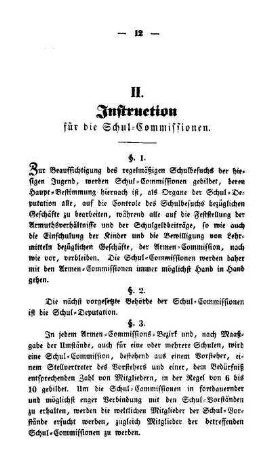 II. Instruction für die Schul-Commissionen