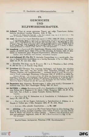 IV. Geschichte und Hilfswissenschaften (Nr. 582-850)