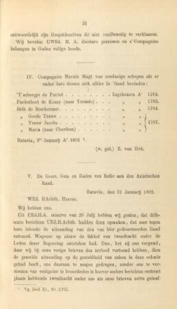 IV. Compagnies Navale Magt van zoodanige schepen ...
