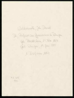 Brief von Johann David Wildermuth an Gustav Schwab