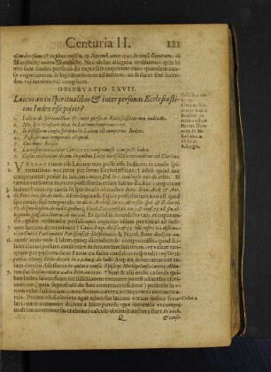 Observatio LXVII. Laicus an in spiritualibus et inter personas Ecclesiasticas Index esse possit?