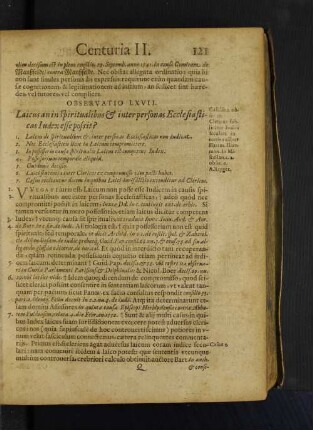 Observatio LXVII. Laicus an in spiritualibus et inter personas Ecclesiasticas Index esse possit?