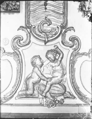 Potsdam, Neues Palais, Wohnung Friedrich II., Blaue Kammer, R.:179, Westwand - nördlicher Teil.