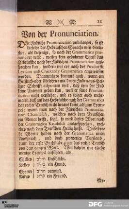 Von der Pronunciation.
