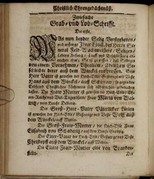 Zwiefache Grab-und Lob-Schrifft. Die erste; Die andere Grab-und Lob-Schrifft.