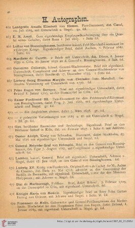 H. Autographen (Nr. 462 - 494)