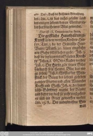 Hier ist IX. Oeconomica sacra, Die geistliche Haushaltungs-Kunst ...