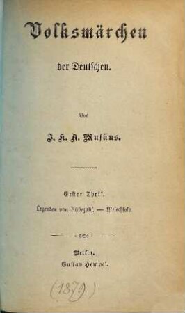 Volksmärchen der Deutschen, 1. Legenden von Rübezahl - Melechsala