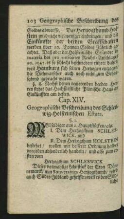 Cap. XIV. Geographische Beschreibung des Schleswig-Holsteinischen Estats.