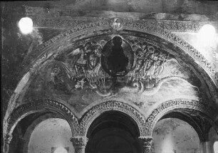 Civate (Lecco), S. Pietro al Monte, Arkade der loggia regia: Sconfitta del drago apocalittico