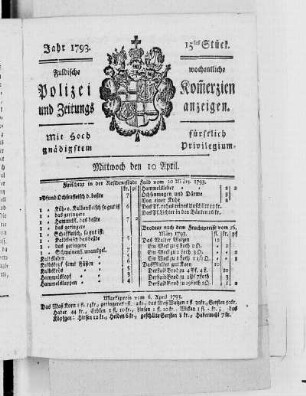 15tes Stück., Ausgabe vom 10. April 1793