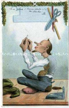 Karikatur eines Schneiders
