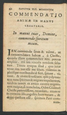Commendatio Animae in Manus Creatoris