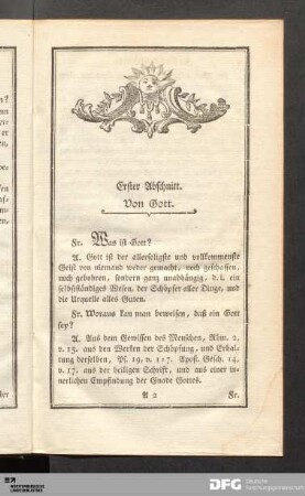 Erster Abschnitt. Von Gott.