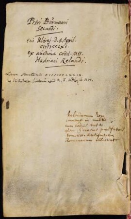 Kaufvermerk u. Notizen zur Hs.
