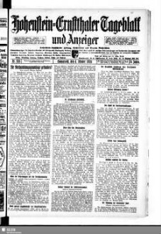 Hohenstein-Ernstthaler Tageblatt und Anzeiger : Hohenstein-Ernstthaler Zeitung, Nachrichten und Neueste Nachrichten ; Generalanzeiger für Hohenstein-Ernstthal mit Hüttengrund, Oberlungwitz, Gersdorf, Hermsdorf, Bernsdorf, ...