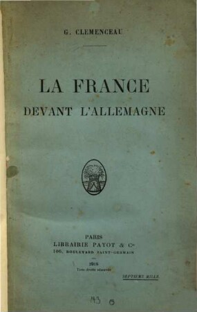 La France devant l'Allemagne