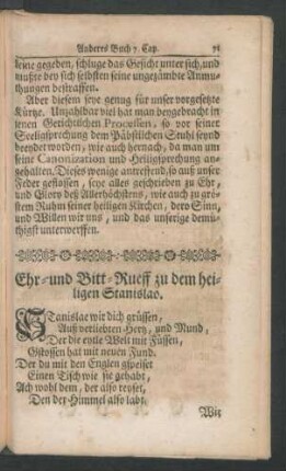 Ehr- und Bitt-Rueff zu dem heiligen Stanislao