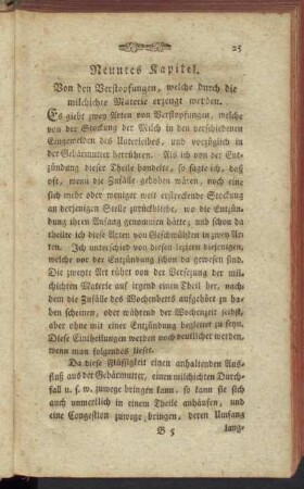 Neuntes Kapitel. Von den Verstopfungen, welche durch die milchichte Materie erzeugt werden.