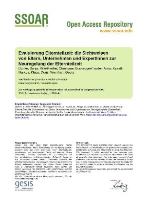Evaluierung Elternteilzeit: die Sichtweisen von Eltern, Unternehmen und ExpertInnen zur Neuregelung der Elternteilzeit