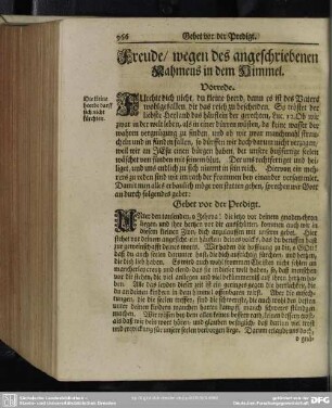 Freude, wegen des angeschriebenen Nahmens in den Himmel