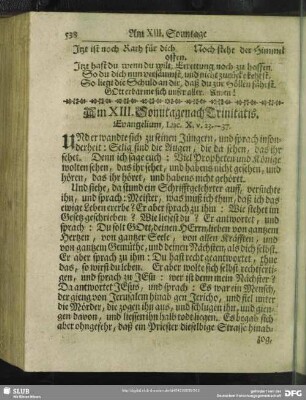 Am XIII. Sonntage nach Trinitatis. Evangelium, Luc. X. v. 23 - 37