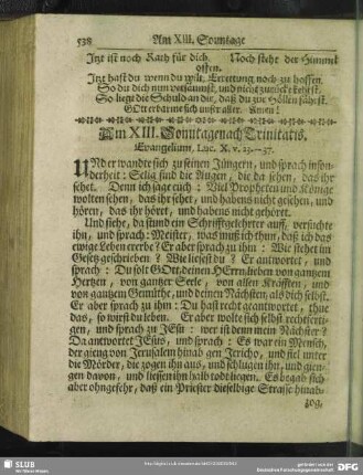 Am XIII. Sonntage nach Trinitatis. Evangelium, Luc. X. v. 23 - 37