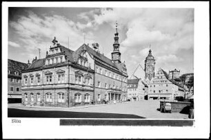 Pirna an der Elbe, Markt mit Rathaus, Marienkirche und Sonnenstein