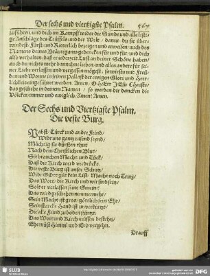 Der Sechs und Viertzigste Psalm. Die veste Burg