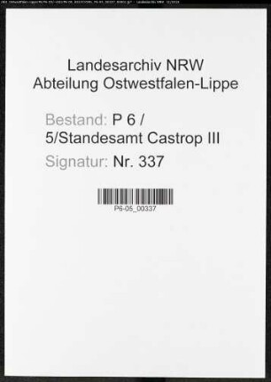 Sterberegister Standesamt Castrop-Rauxel Castrop III