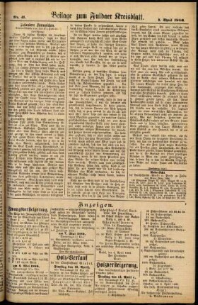 Zweite Ausgabe vom Donnerstag, den 08. April 1886.