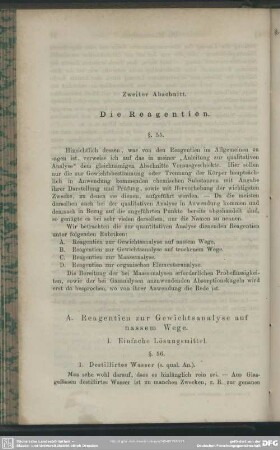 Zweiter Abschnitt. Die Reagentien